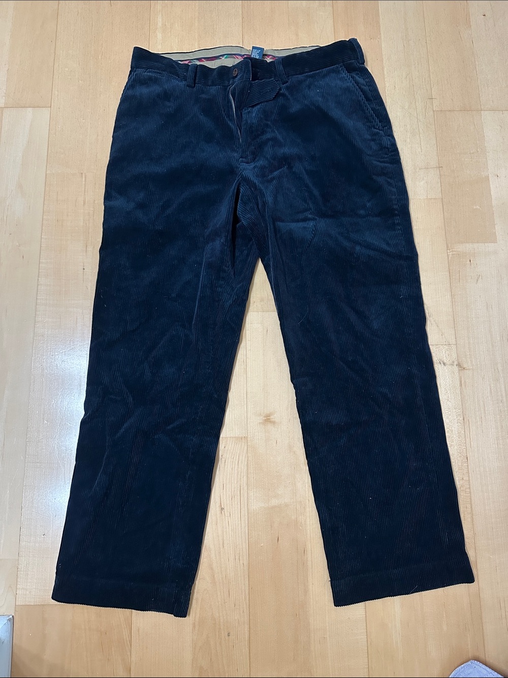 Polo Ralph Lauren Navy Blue Corduroy Pants - Classic Straight Fit | 100% Cotton